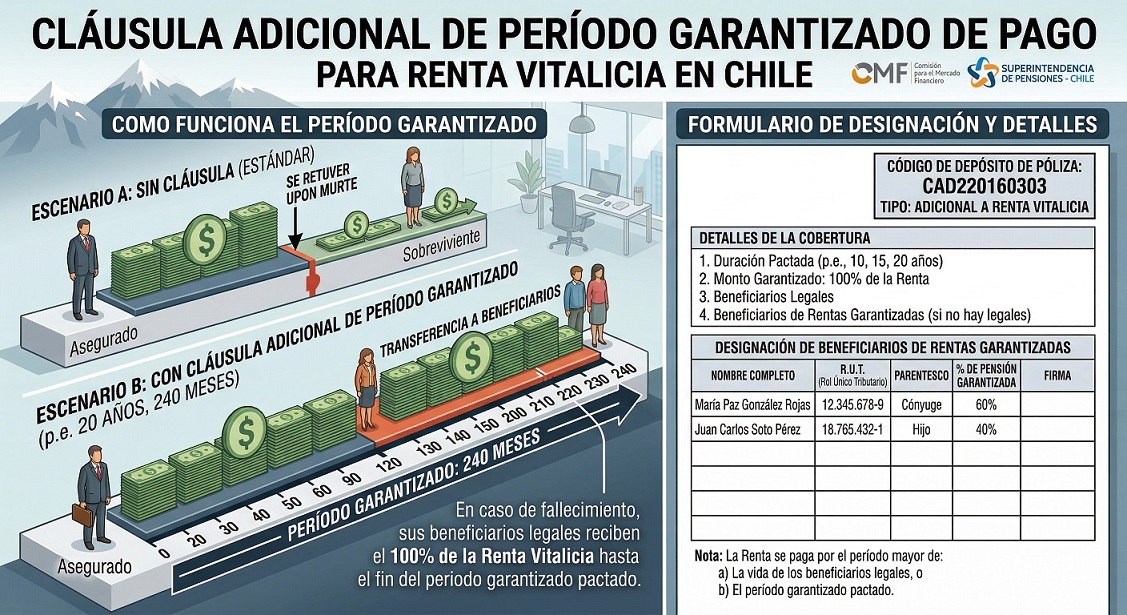 clausula adicional del periodo garantizado de pago para renta vitalicia en chile