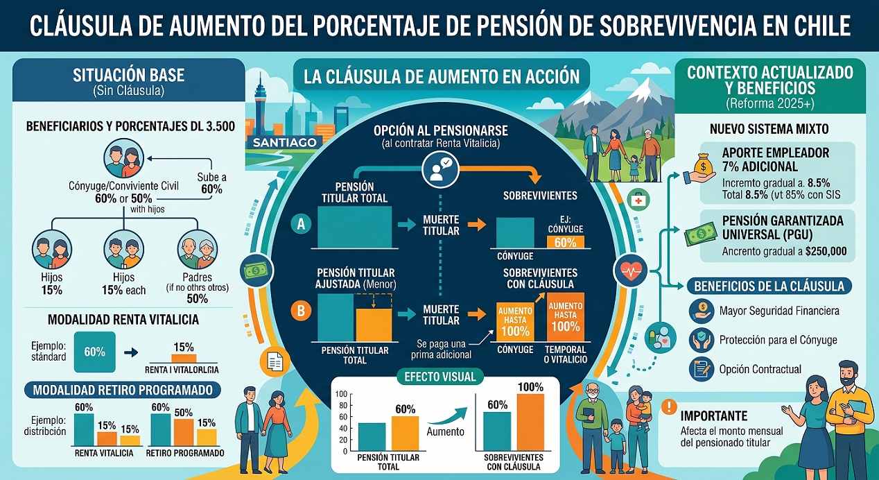 clausula de aumento del porcentaje de pension de sobrevivencia en chile