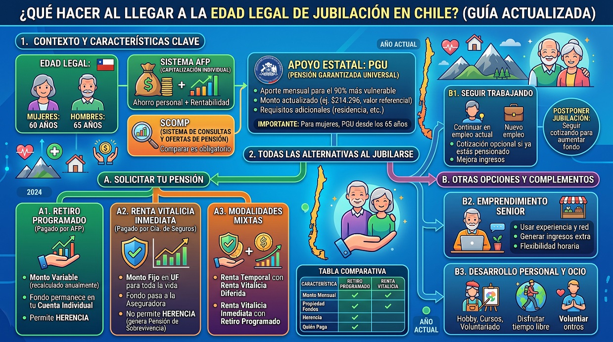 que hacer al llegar a la edad legal de jubilacion en chile